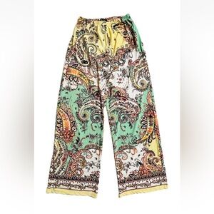 Melissa Paige Womens M Wide Leg Pants Bold Paisley Print Multicolor Stretch Boho